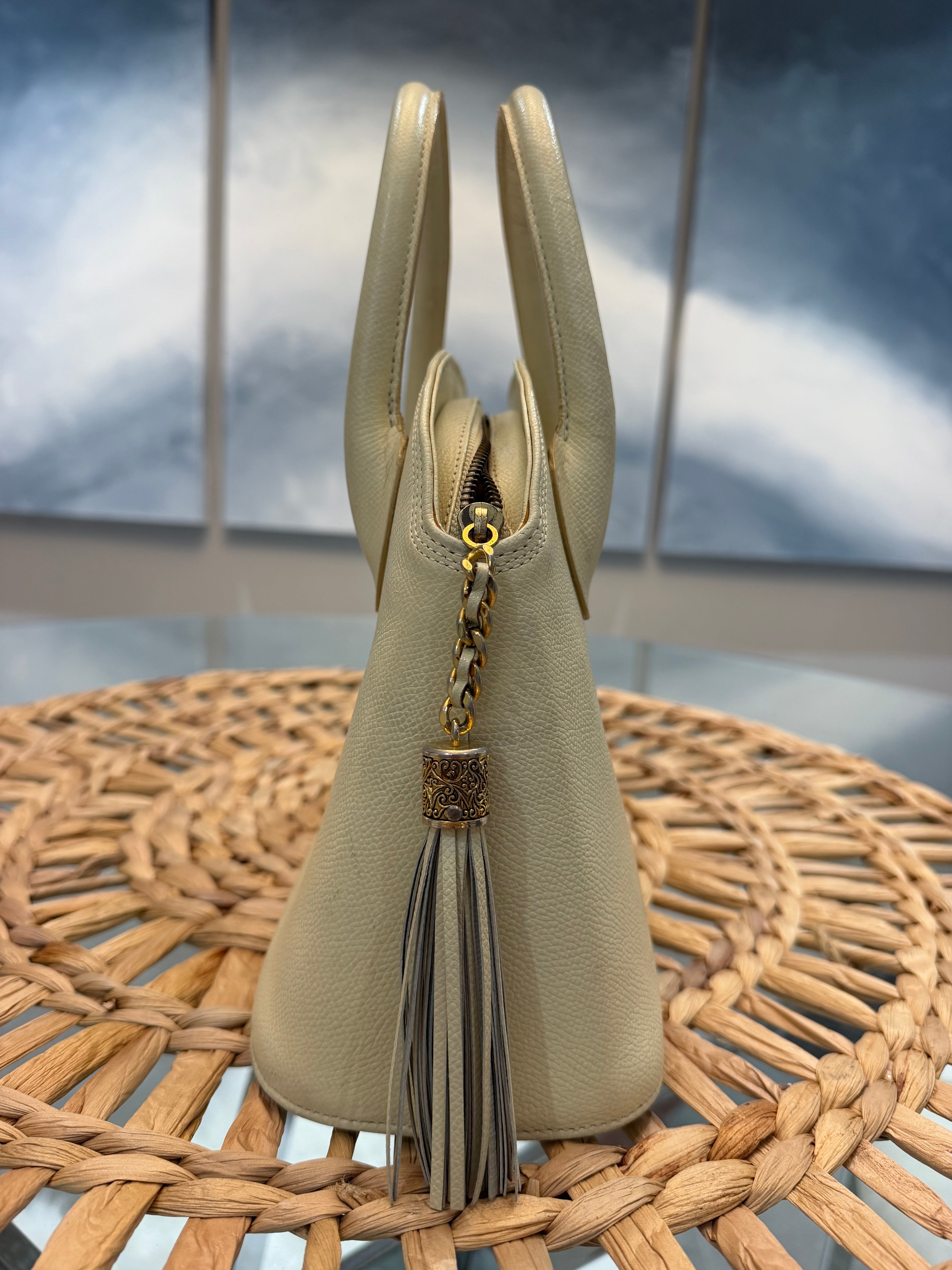 Vintage 1980’s Valentino Garavani Ivory Saffiano Top Handle Bag