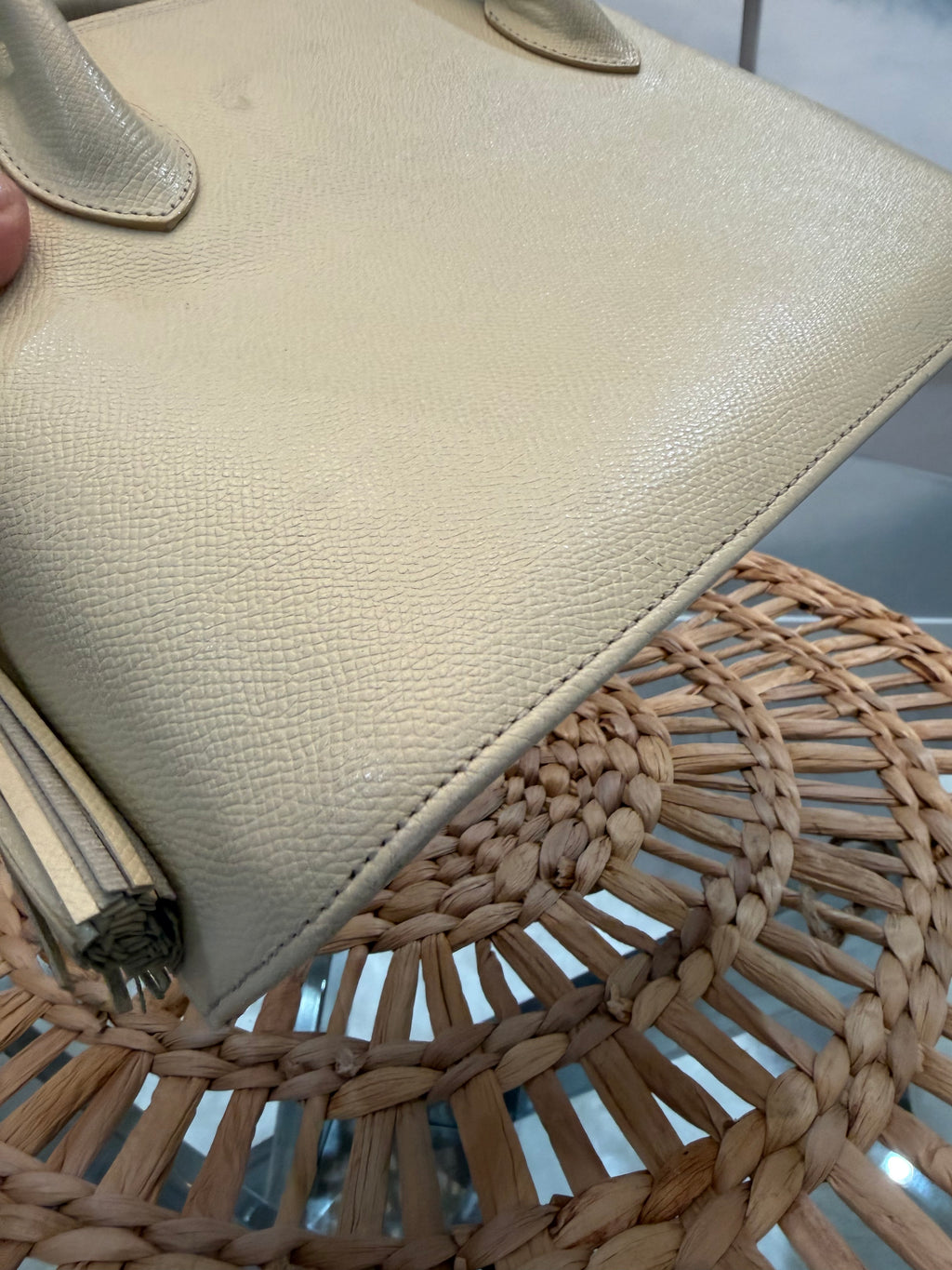 Vintage 1980’s Valentino Garavani Ivory Saffiano Top Handle Bag