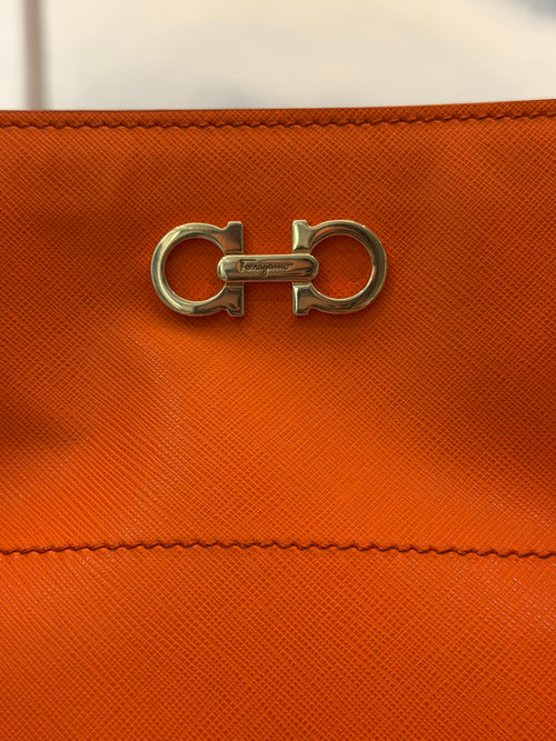 Ferragamo Orange Saffiano Two-way Tote