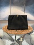 Mark Cross Vintage Frame Clutch – Black Leather with Gold-Tone Hardware
