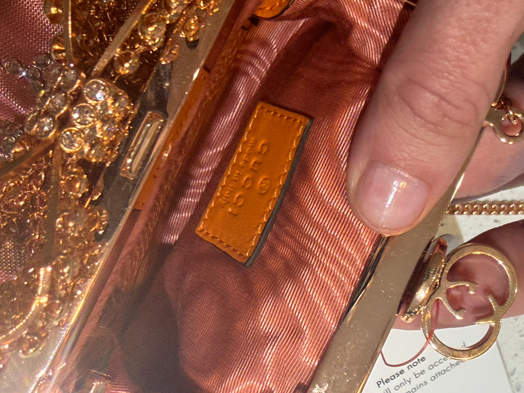 Gucci Metallic Pink Bow Embellished Moirè  Mini Bag