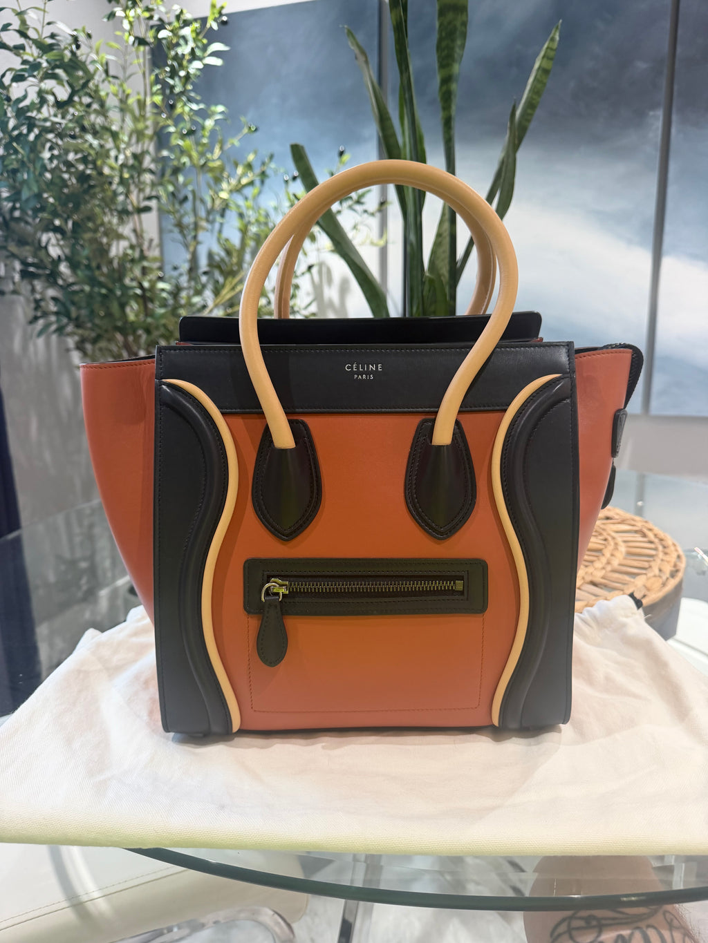 Celine 2016 Phoebe Philo Era Mirco Luggage Tote Tri Colorblock