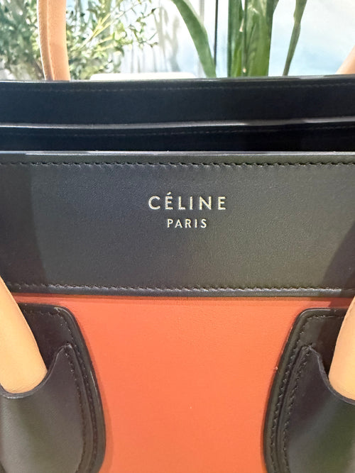 Celine 2016 Phoebe Philo Era Mirco Luggage Tote Tri Colorblock