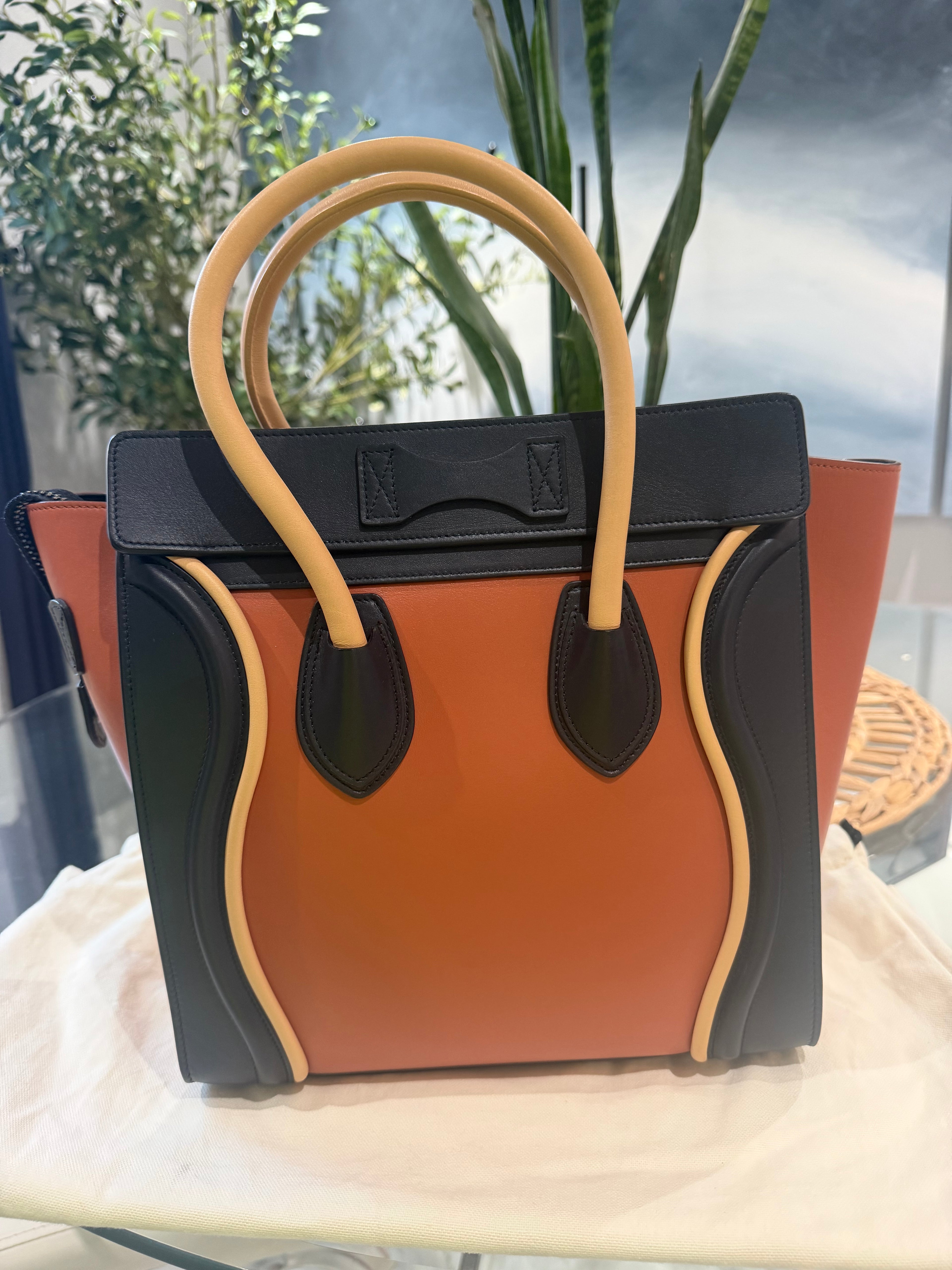 Celine 2016 Phoebe Philo Era Mirco Luggage Tote Tri Colorblock
